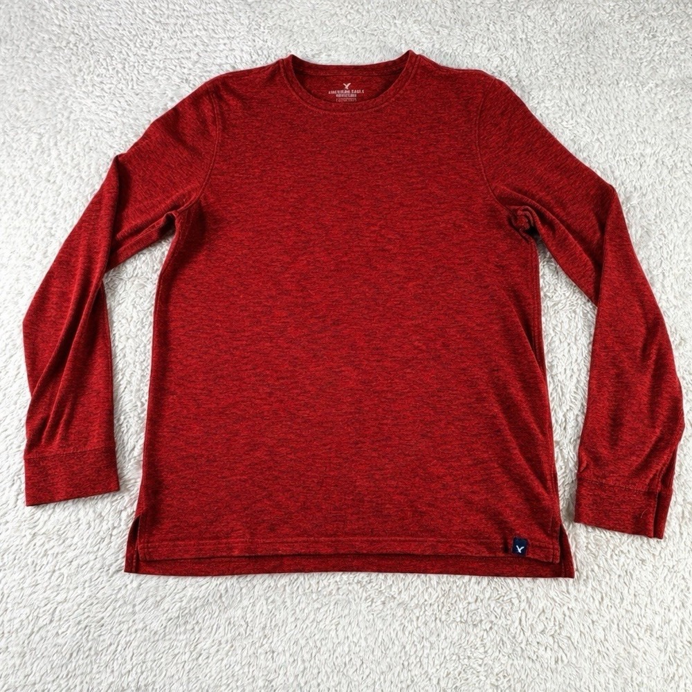 American Eagle Outfitters Thermal Shirt Mens MED Maroon Long Sleeve 100% Cotton